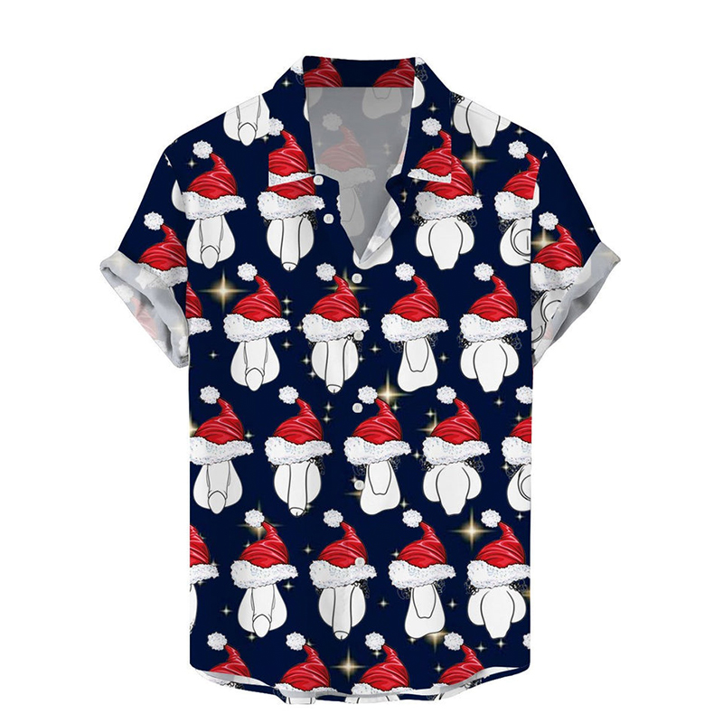 Fun Christmas Rooster Print Shirt