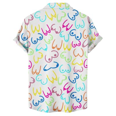 Funny Rainbow Boobs Print Aloha Shirts