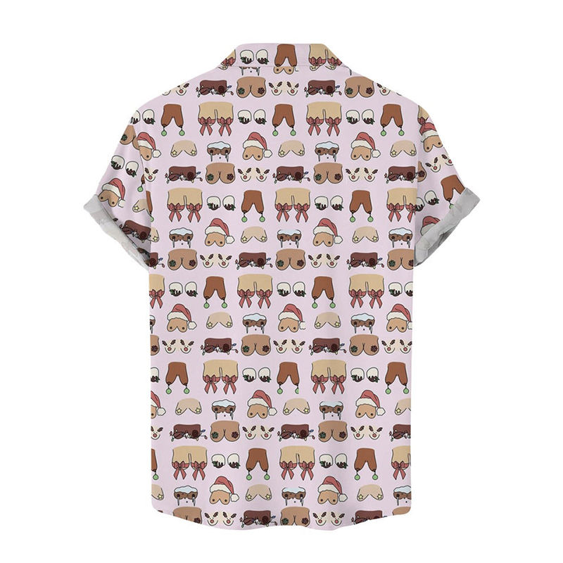 Boobs Christmas Print Casual Hawaiian Shirt