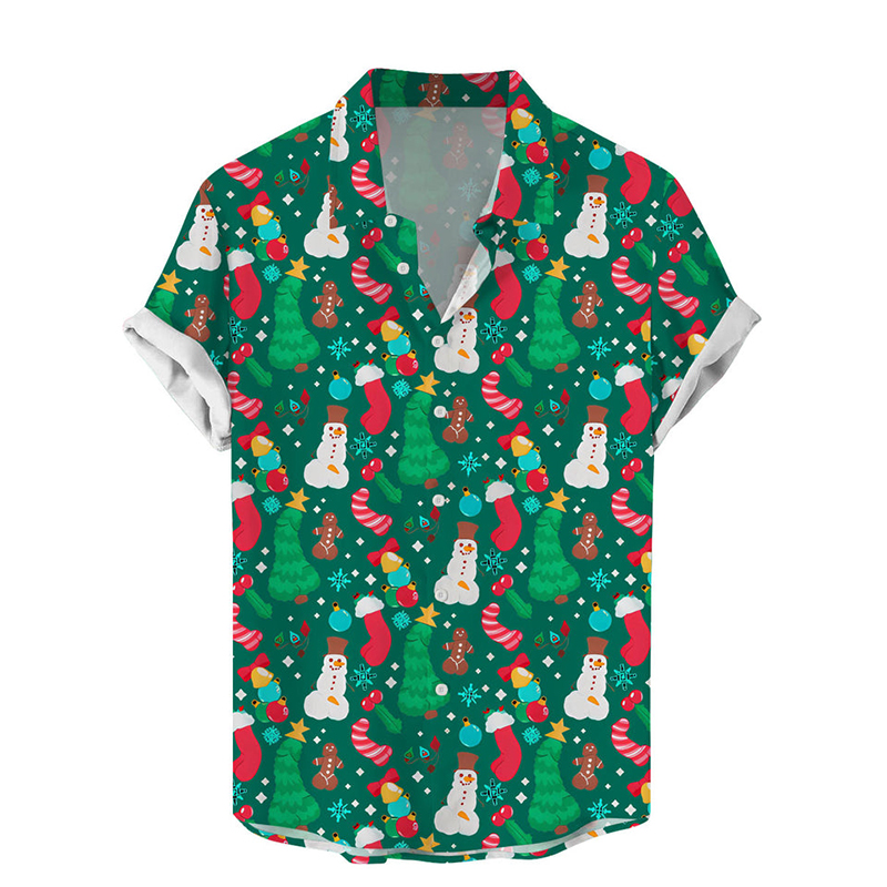 Fun Christmas Cocks Print Casual Shirt