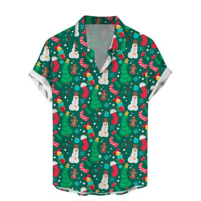 Fun Christmas Cocks Print Casual Shirt