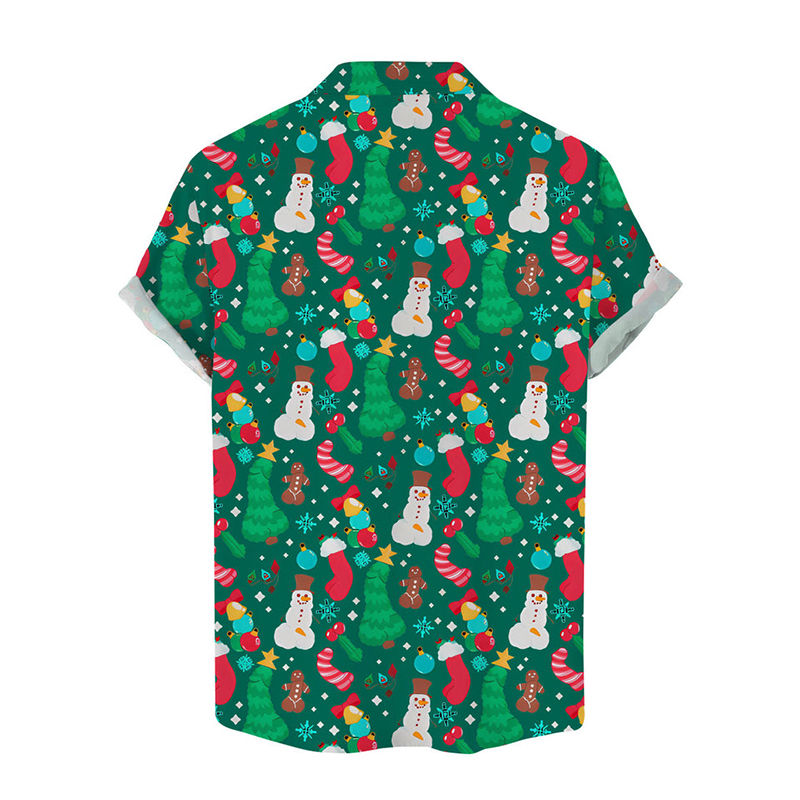 Fun Christmas Cocks Print Casual Shirt