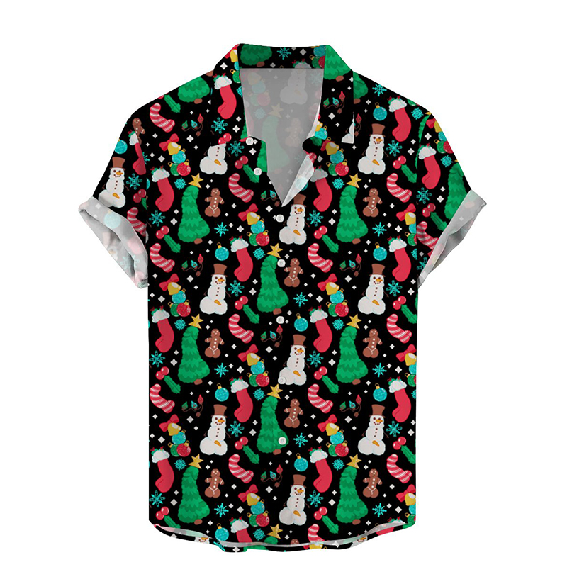 Fun Christmas Cocks Print Casual Shirt