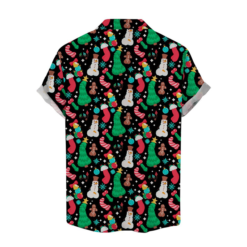 Fun Christmas Cocks Print Casual Shirt