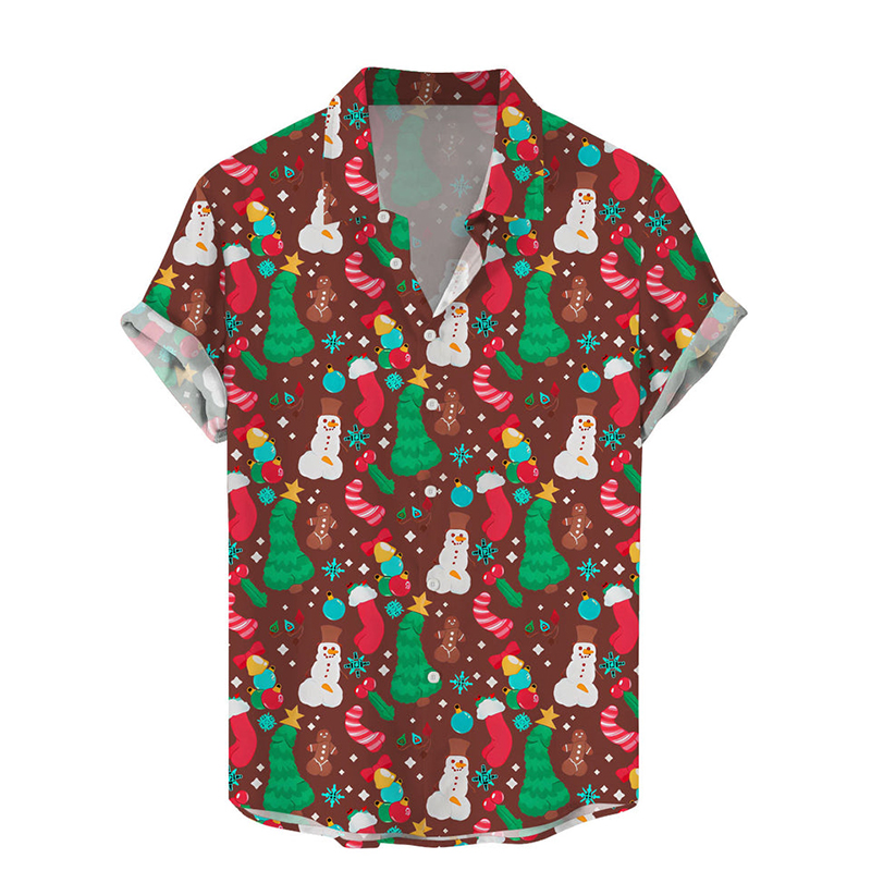 Fun Christmas Cocks Print Casual Shirt