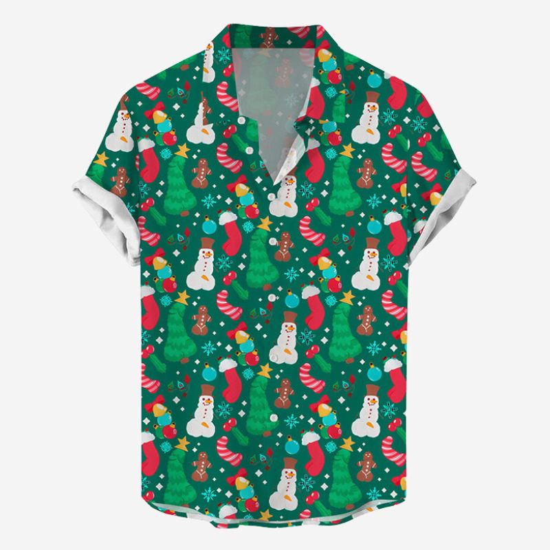 Fun Christmas Cocks Print Casual Shirt