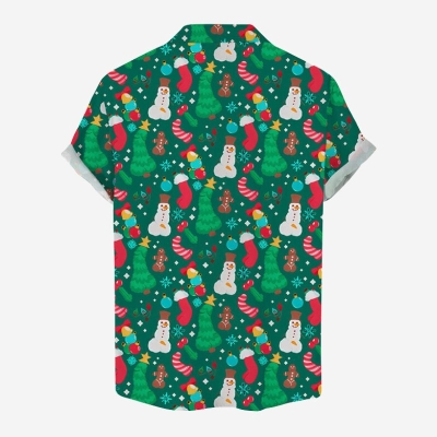 Fun Christmas Cocks Print Casual Shirt