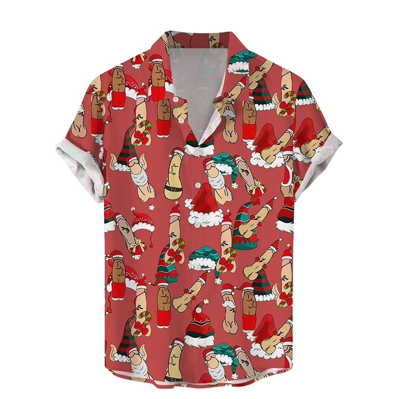 Santa Hat Cocks Print Shirt