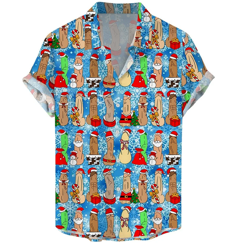 Christmas Colorful Fun Cocks Print Shirt