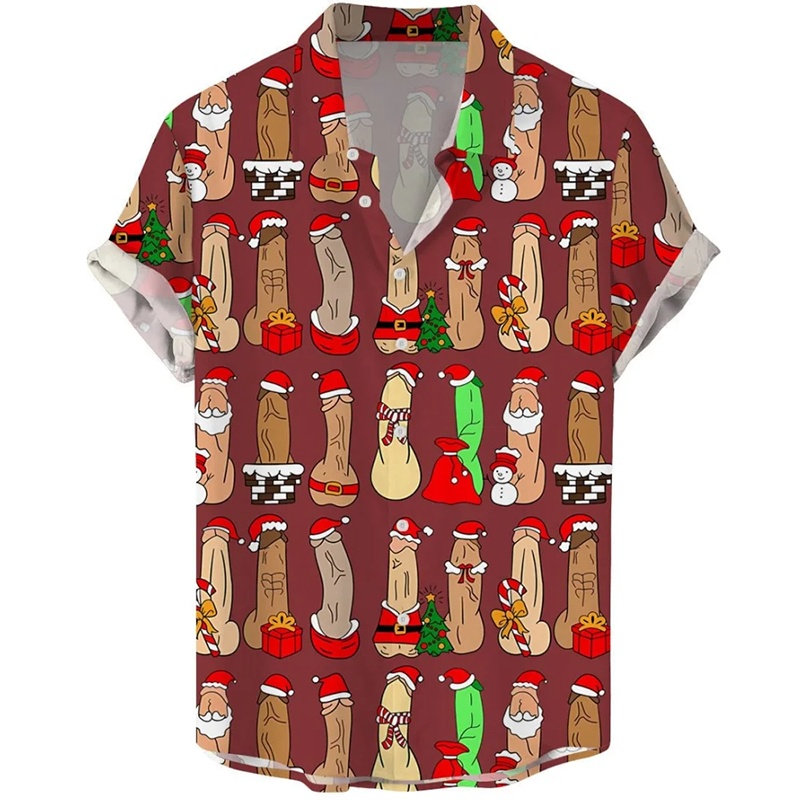 Christmas Colorful Fun Cocks Print Shirt