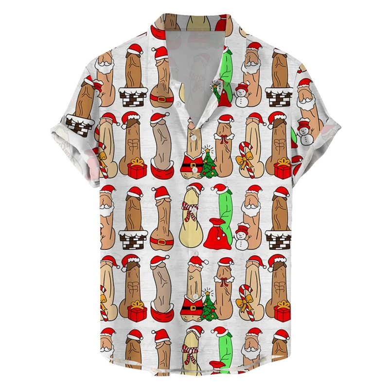 Christmas Colorful Fun Cocks Print Shirt