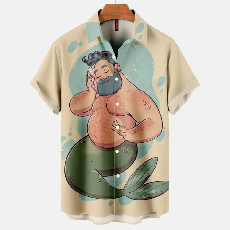 Funny Spoof Male Mermaid Short Sleeve Shirt