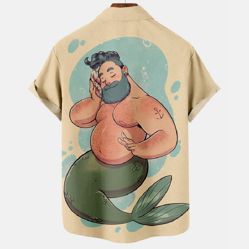 Funny Spoof Male Mermaid Short Sleeve Shirt