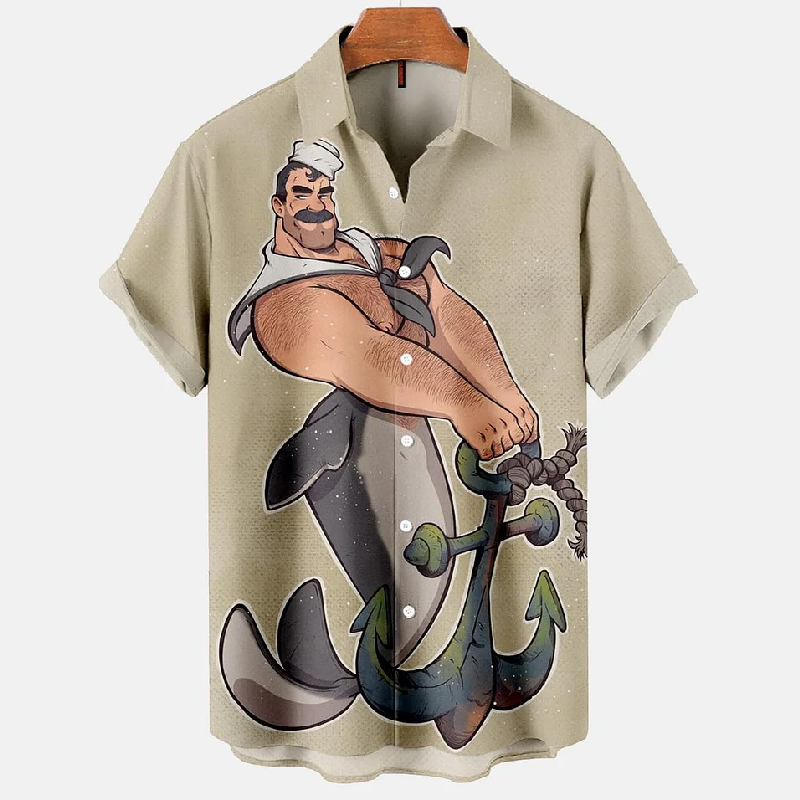 Funny Spoof Male Mermaid Short Sleeve Shirt