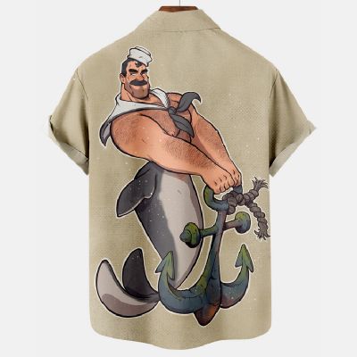 Funny Spoof Male Mermaid Short Sleeve Shirt