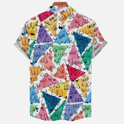 Colorful Triangle Boobs Print Casual Short Sleeve Shirt