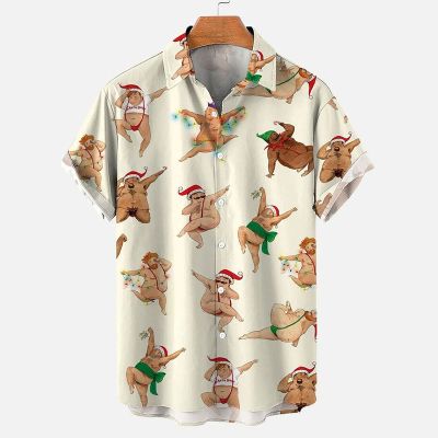 Santa Print Short Sleeve Shirt