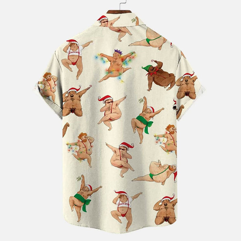 Santa Print Short Sleeve Shirt