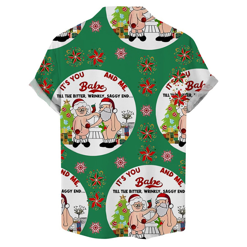 Santa Print Short Sleeve Shirt