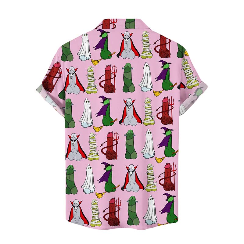 Funny Cock Monsters Print Casual Shirt