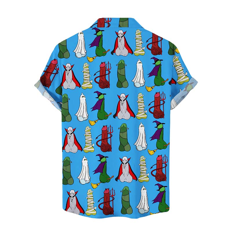 Funny Cock Monsters Print Casual Shirt