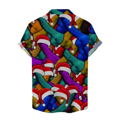 Men's Funny Christmas Cocks Print Hawaiian Shirts