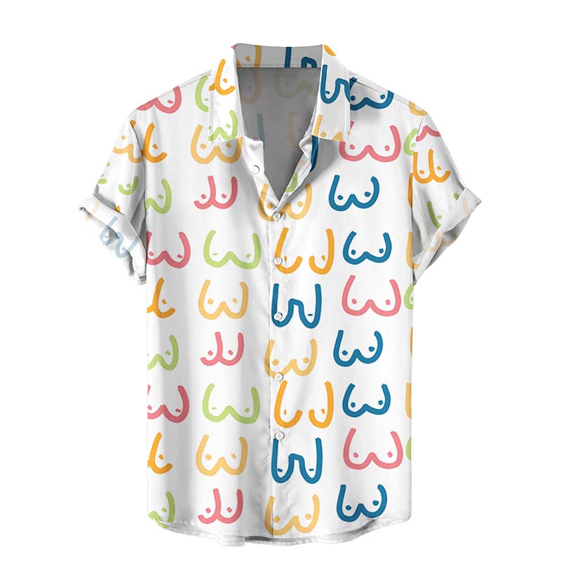 Funny Rainbow Cocks Print Hawaiian Shirts
