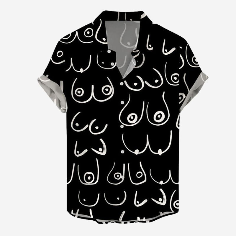 Multicolor Boobs Stick Figure Print Short Sleeve Shirt