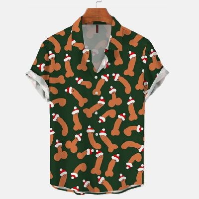 Rooster Print Casual Short Sleeve Shirt