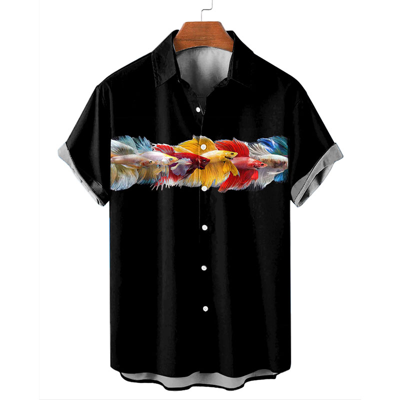 Colorful Koi Print Hawaiian Shirt