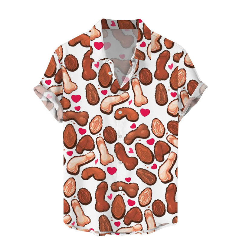 Fun Valentine's Day Cocks Cookie Print Hawaiian Shirt