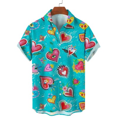 Vintage Valentine's Day Love Print Hawaiian Shirt