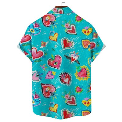 Vintage Valentine's Day Love Print Hawaiian Shirt