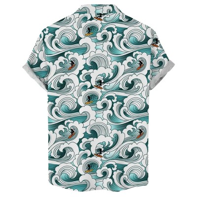 Hawaiian Ukiyoe Print Short Sleeve Shirt