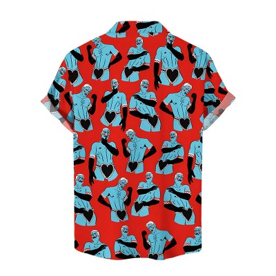 Men's Fun Heart Apron Print Hawaiian Shirt