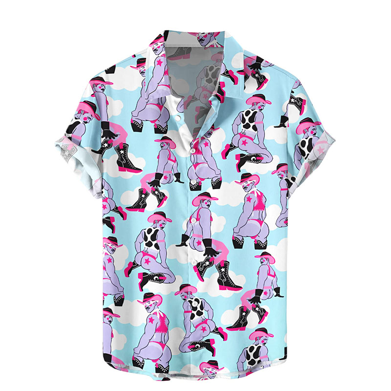 Men's Fun Heart Apron Print Hawaiian Shirt