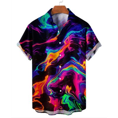 Laser Gradient Print Hawaiian Shirts