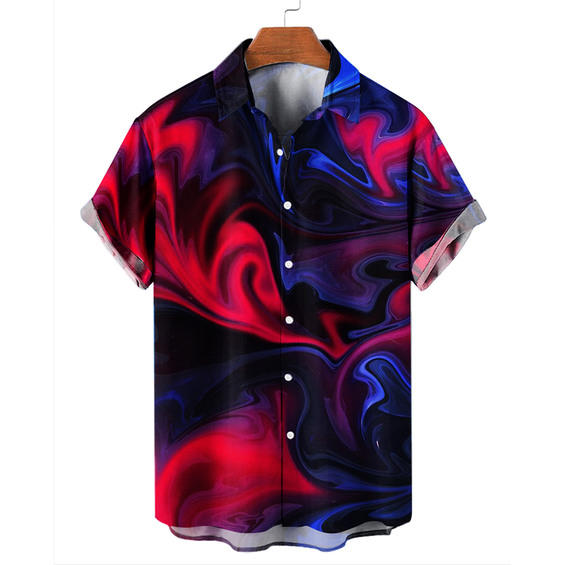 Laser Gradient Print Hawaiian Shirts