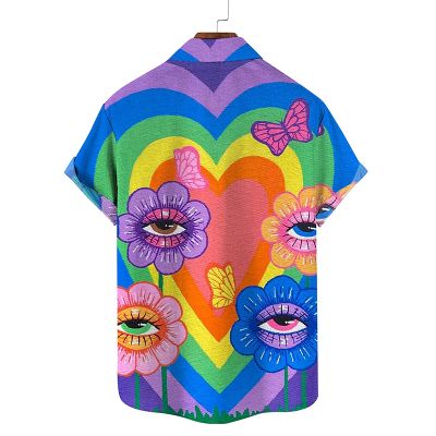 Rainbow Heart Print Hawaiian shirt