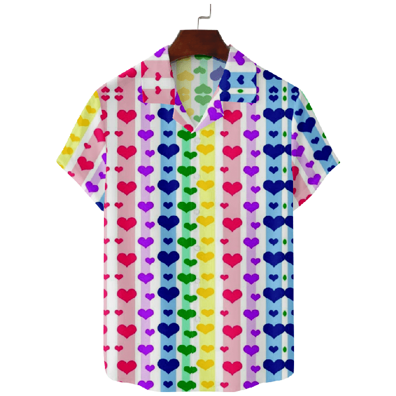 Rainbow Heart Hawaiian Vacation Shirt