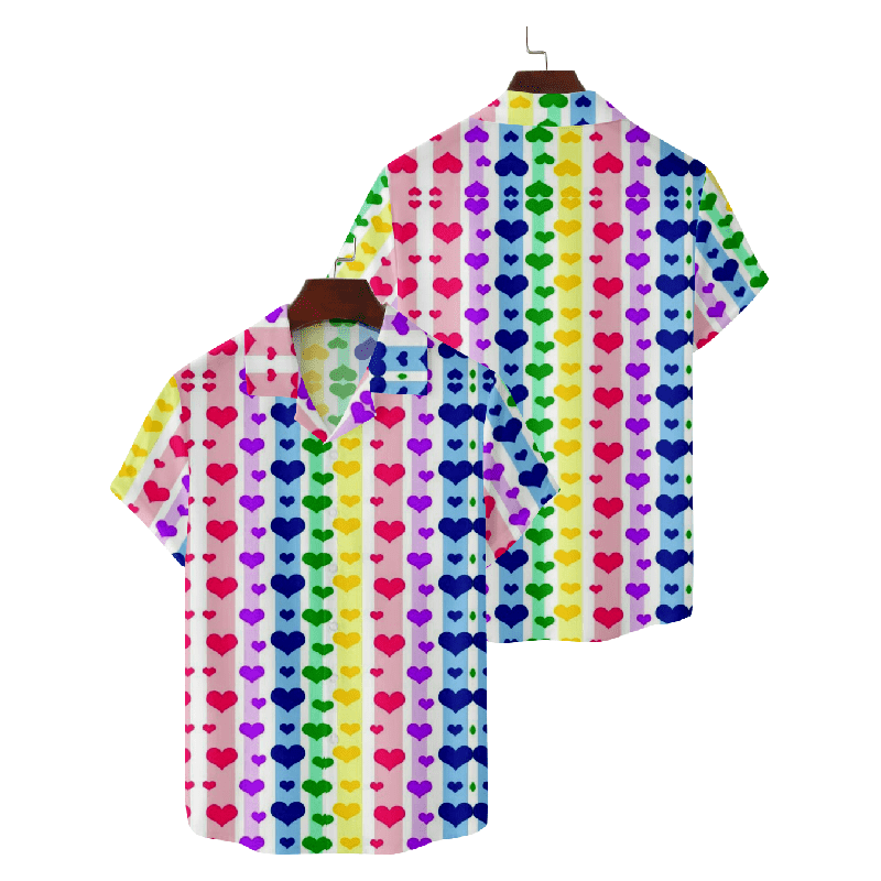 Rainbow Heart Hawaiian Vacation Shirt