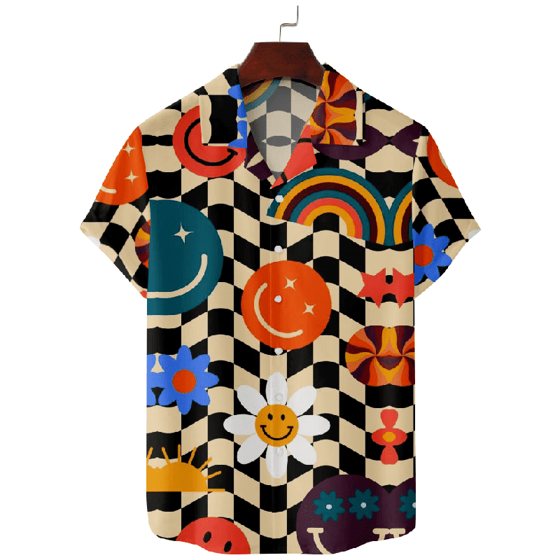 Rainbow Checkerboard Hawaiian Shirt