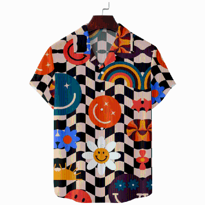 Rainbow Checkerboard Hawaiian Shirt