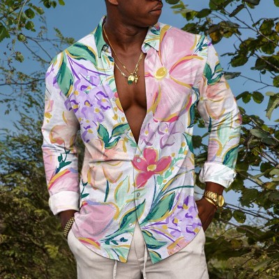 Fresh Floral Print Resort Shirt