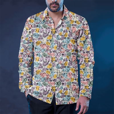 Colorful Boobs Pattern Printed Long Sleeve Shirt