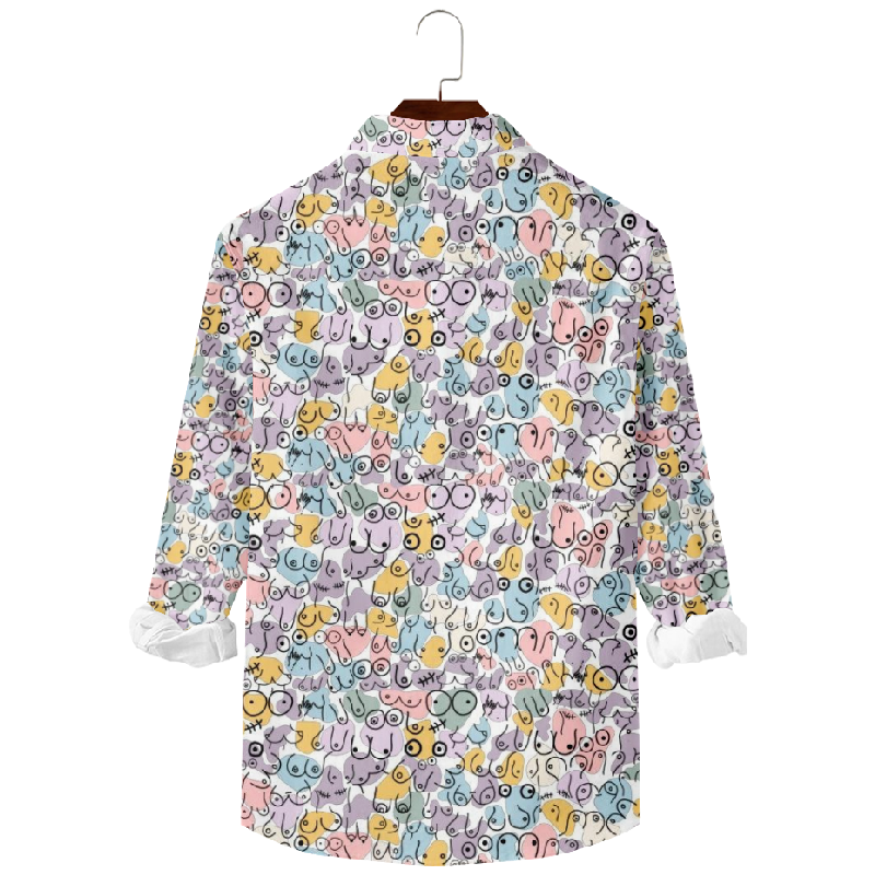 Colorful Boobs Pattern Printed Long Sleeve Shirt