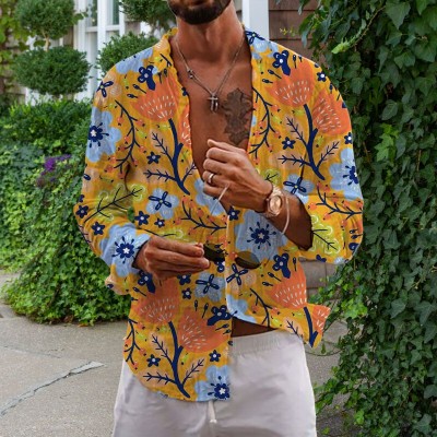 Floral Print Long Sleeve Resort Shirt