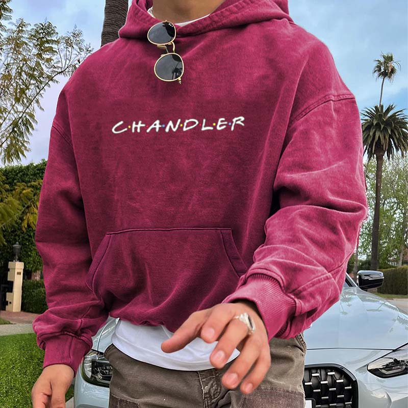 Chandler Friends Printed Washed Hoodie