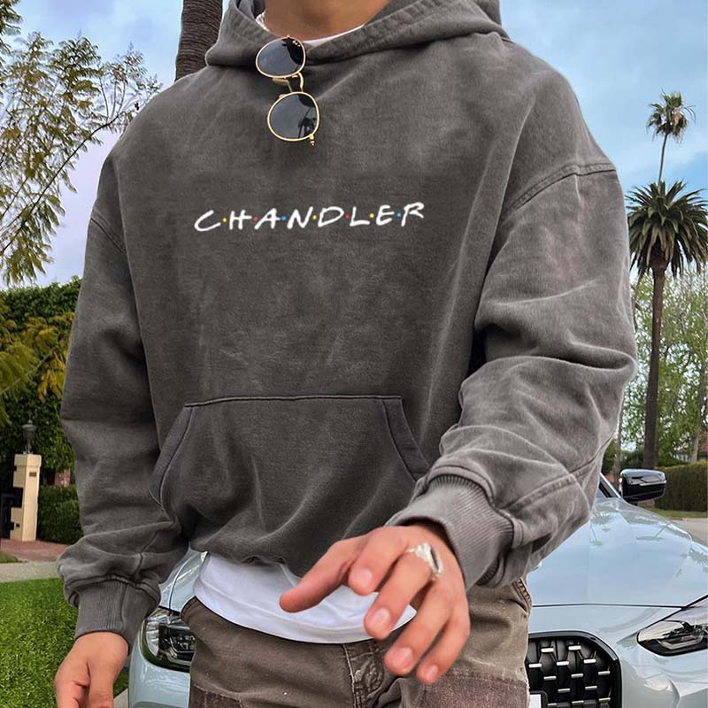 Chandler Friends Printed Washed Hoodie