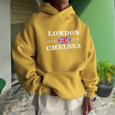 London Club Print Long Sleeve Hoodie